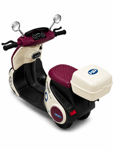 Kids Electric Ride-On Scooter with Storage Box – Battery Powered Vespa Style Bike