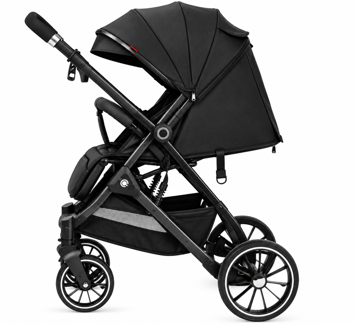 Kidilo 535 - foldable stroller with double face handle - black
