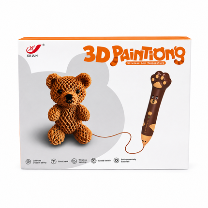 XU JUN Wireless Low Temperature 3D Printing Pen Set for Kids – Rechargeable 3D Drawing Pen with Filaments & Creative Accessories