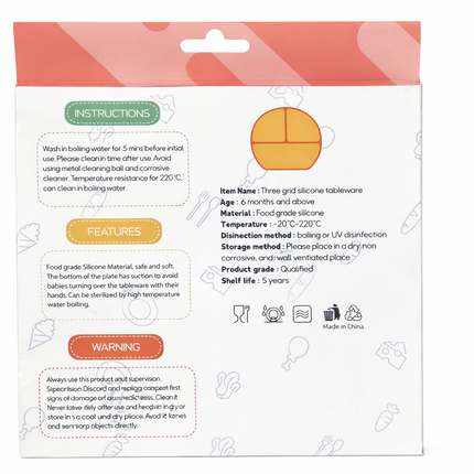 Baby Silicone Feeding Set with Divided Plate & Wooden Spoon – BPA Free (6+ Months)