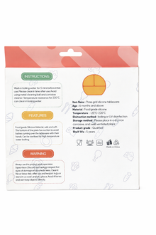 Baby Silicone Feeding Set with Divided Plate & Wooden Spoon – BPA Free (6+ Months)