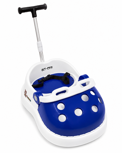 Electric & Manual Ride-On Push Car for Kids with Parent Handle – blue