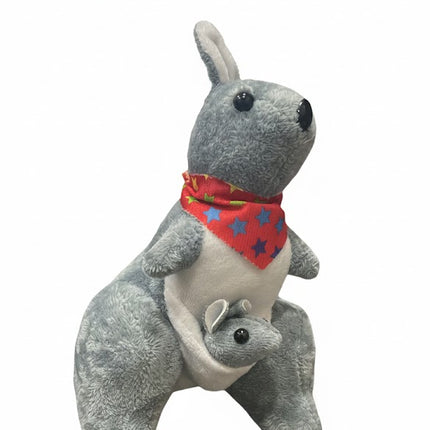 Cute Grey Kangaroo Plush Toy with Baby – Soft & Adorable Stuffed Animal