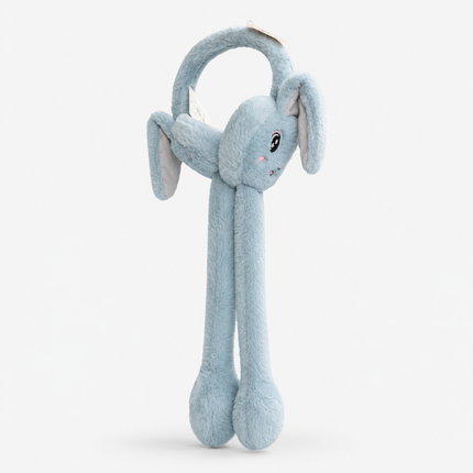 Cute Plush Bunny Earmuffs with Long Hanging Paws – Blue