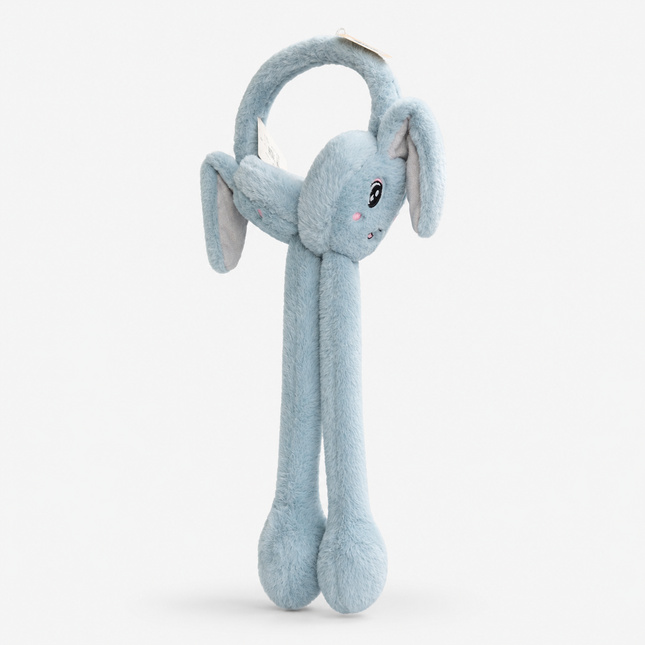 Cute Plush Bunny Earmuffs with Long Hanging Paws – Blue