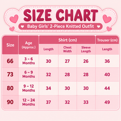 Baby Girls Fluffy Heart Cardigan & Knitted Pants Set