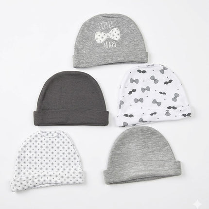 5-Piece Summer Baby Cap Set – Lightweight Cotton Newborn Beanies (Breathable & Soft)