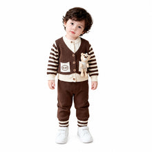 Baby Boys’ Teddy Bear Knitted Winter 2-Piece Set – Chocolate Brown