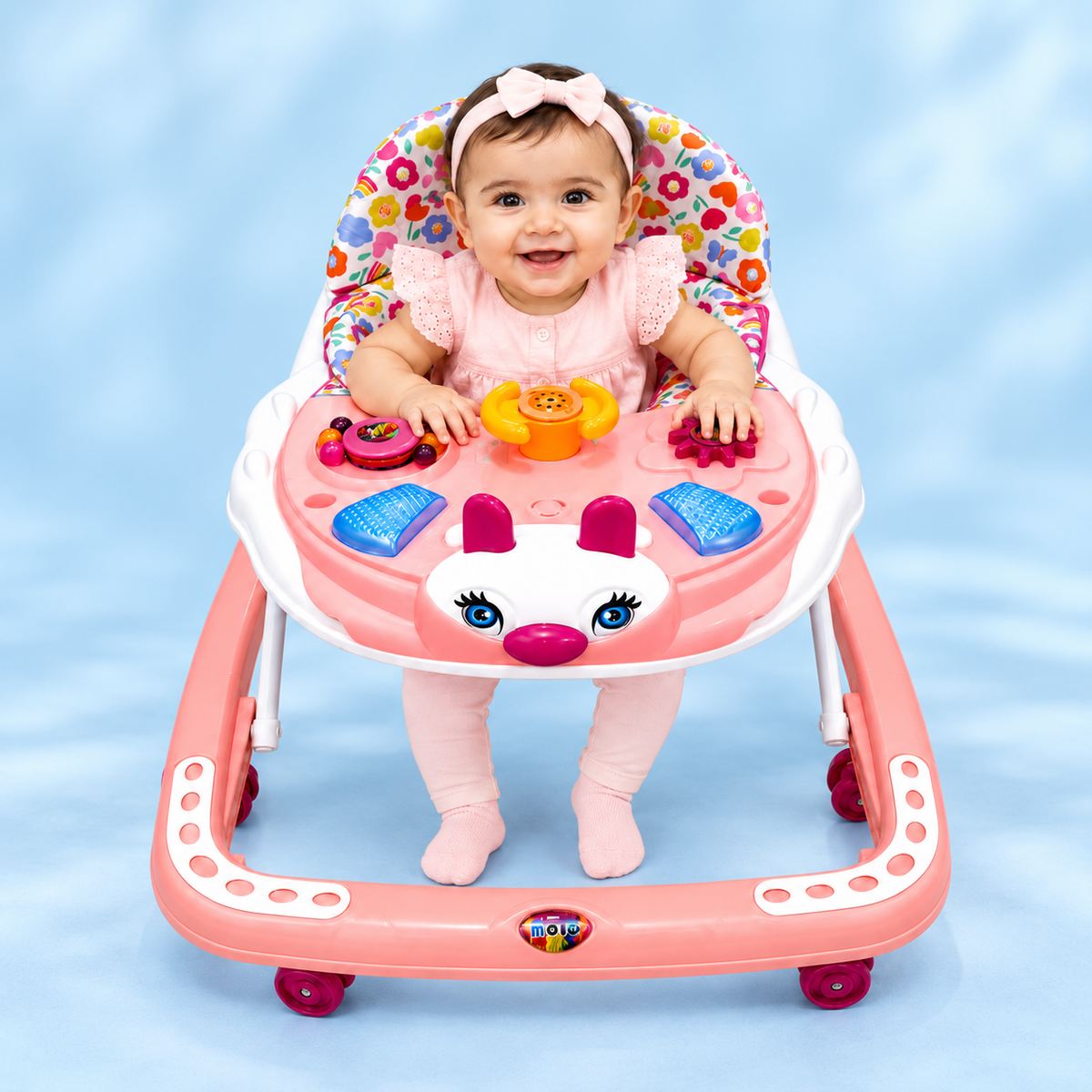 Baby Activity Walker with Interactive Music & Toy Tray T-208 – Pink