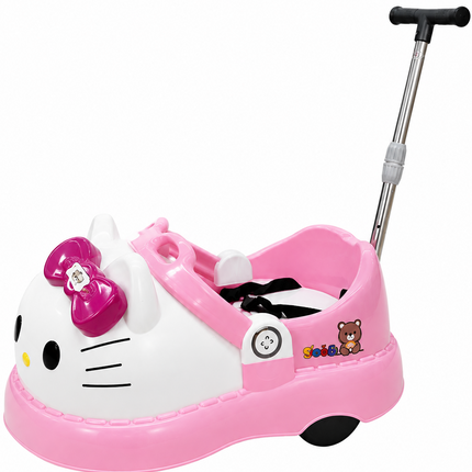 Hello Kitty Style Electric & Manual Ride-On Push Car for Kids with Parent Handle – Pink