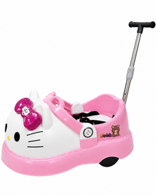 Hello Kitty Style Electric & Manual Ride-On Push Car for Kids with Parent Handle – Pink