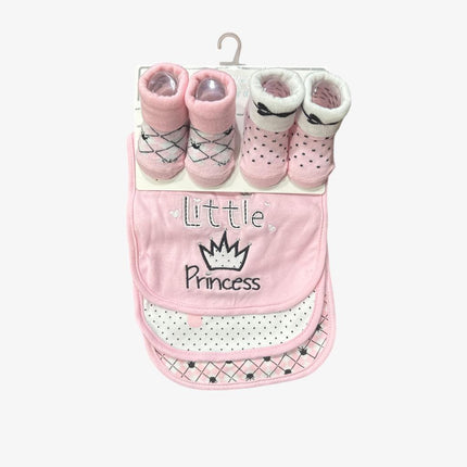 Baby Bibs And Socks Set (Pink)