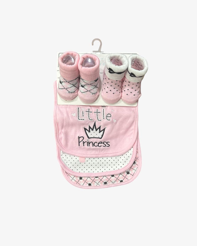Baby Bibs And Socks Set (Pink)