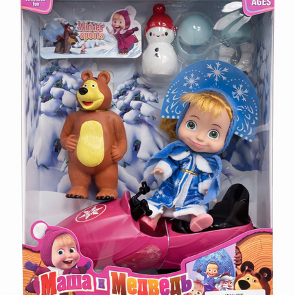 Masha & Bear Winter Sports Doll Set with Scooter & Accessories (3+ Years)