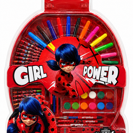 Miraculous Ladybug Colouring Set – Kids Art & Drawing Kit with Markers, Crayons, Watercolors & Accessories