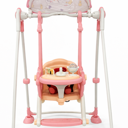 Baby Swing Chair with Canopy & Toy Tray – Pink (Indoor Use)