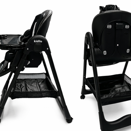 Premium 3-in-1 Convertible Baby High Chair with Adjustable Recline & Feeding Tray – Black