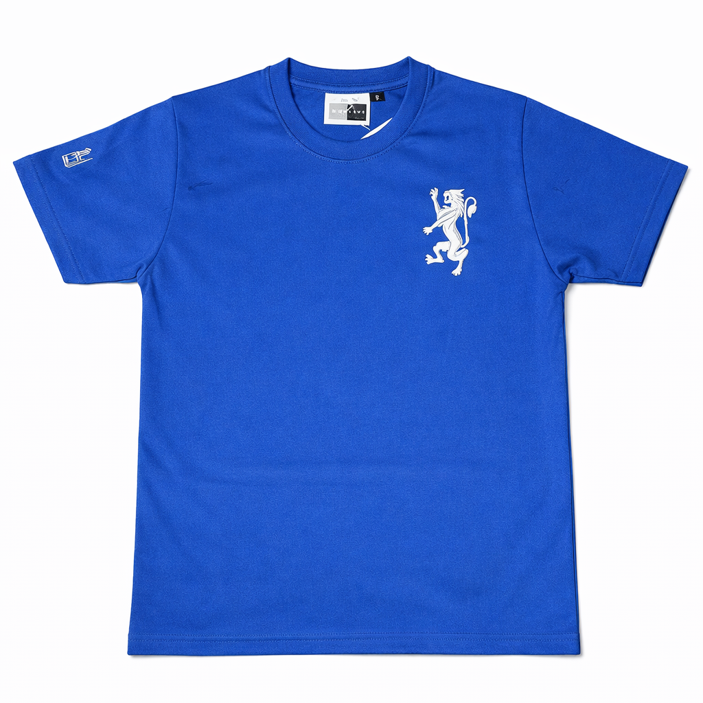 Royal Blue Crew Neck T-Shirt with White Lion Logo – Half Sleeves