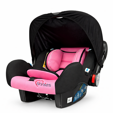 Tinnies Baby Carrycot with Canopy – Pink & Black (Newborn to Infant)