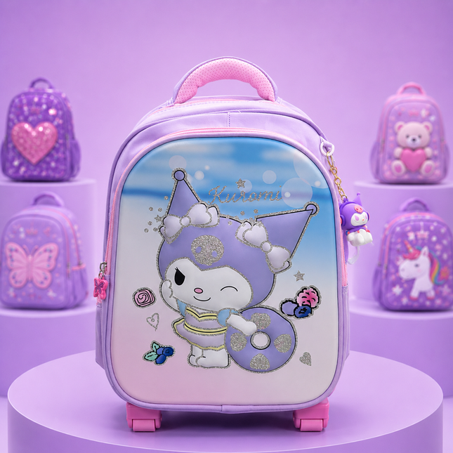 Kuromi Girls Trolley School Backpack – 18" × 13"