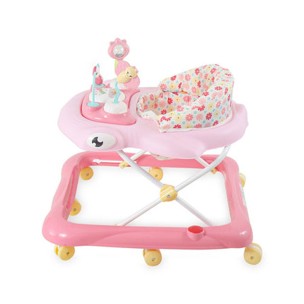 Pink Baby Walker – Soft Padded Seat, Multi-Directional Wheels & Entertaining Tray
