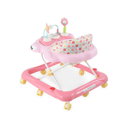 Pink Baby Walker – Soft Padded Seat, Multi-Directional Wheels & Entertaining Tray