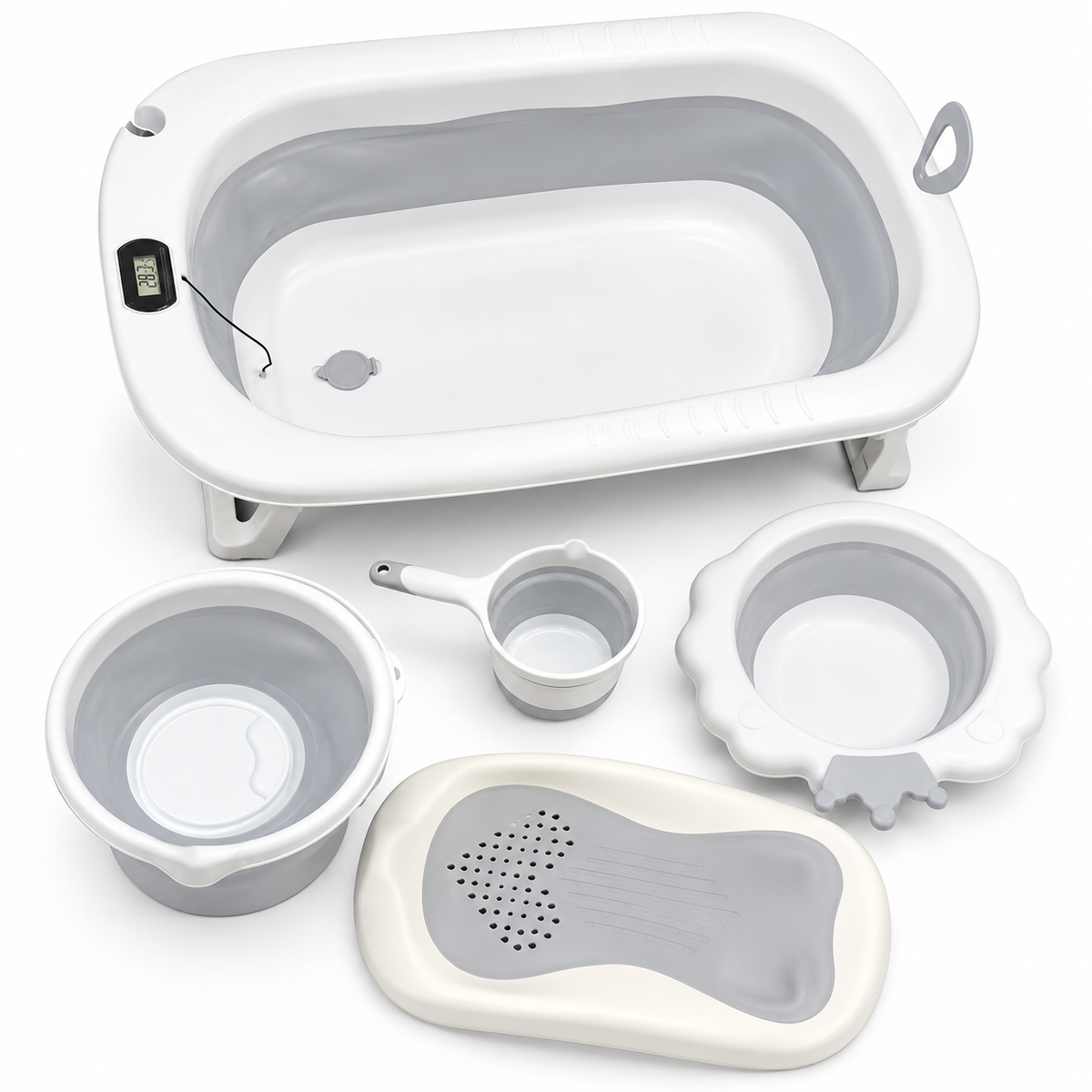 JOYOUS 5 in 1 - Foldable Baby Bathtub & Bathing Set