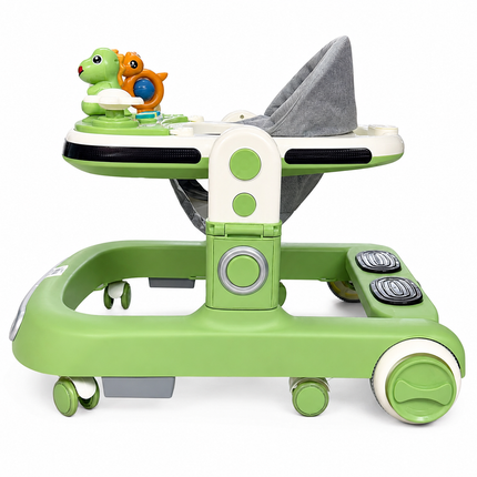 Premium Musical Baby Walker with Interactive Toys – Adjustable Infant Learning Walker (Green)