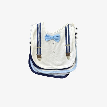 Baby Bib Gift Set Of 5 (White/Navy Blue)