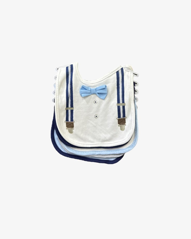 Baby Bib Gift Set Of 5 (White/Navy Blue)