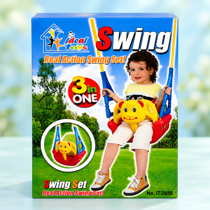 Ideal Toys 3-in-1 Kids Swing Set – Indoor & Outdoor Toddler Swing with Safety Seat