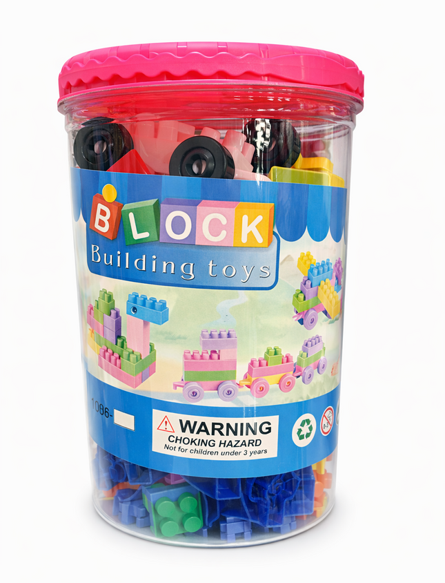 Kids Colorful Building Blocks Set with Storage Jar – Educational Construction Toy
