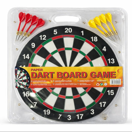 Paper Dart Board Game Set with 6 Darts – Double Sided Target Board