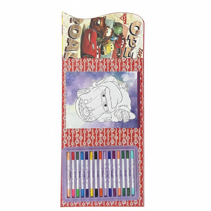 Disney Cars Lightning McQueen Coloring Book Set – 32 Pages with 15 Double-Headed Markers