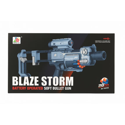 Blaze Storm Battery Operated Soft Bullet Gun – Barricade RV-10 Edition (20 Darts)