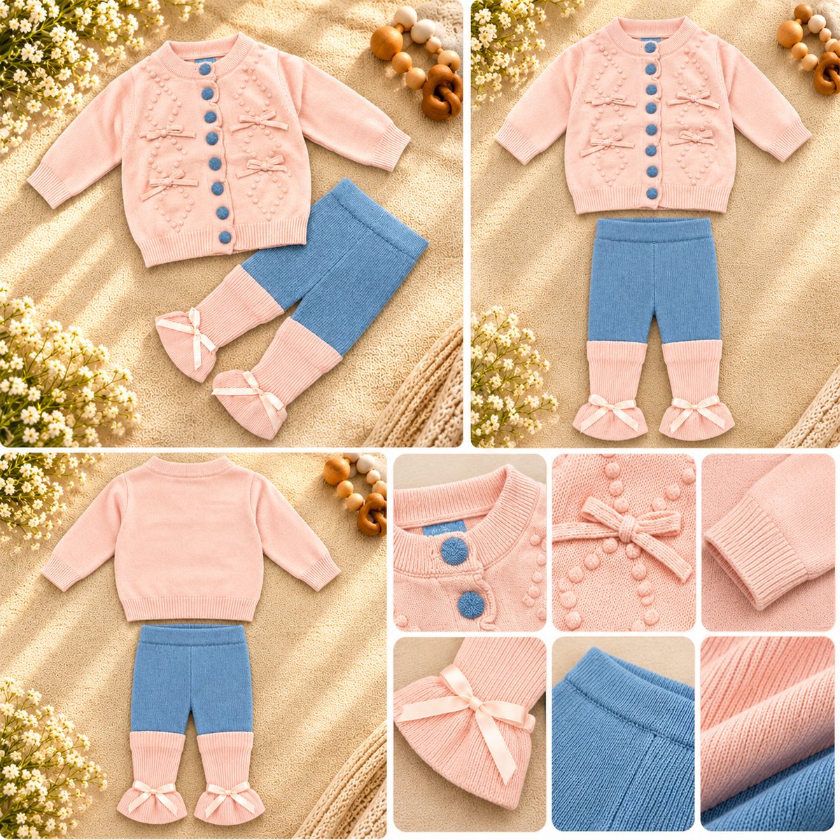 Baby Girl Knitted Cardigan & Leggings Set  G07260