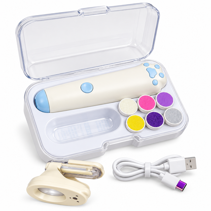 Electric Baby Nail Care Kit with 6 Filing Heads, Bear Nail Clipper & Storage Case