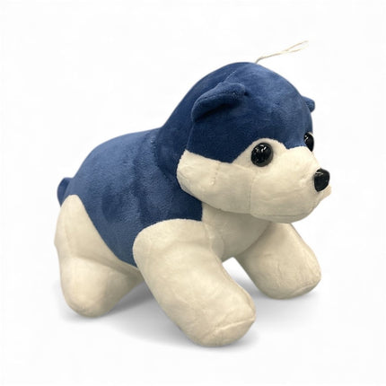 Soft Navy Blue and White Husky Puppy Plush Toy - Cuddly Stuffed Dog