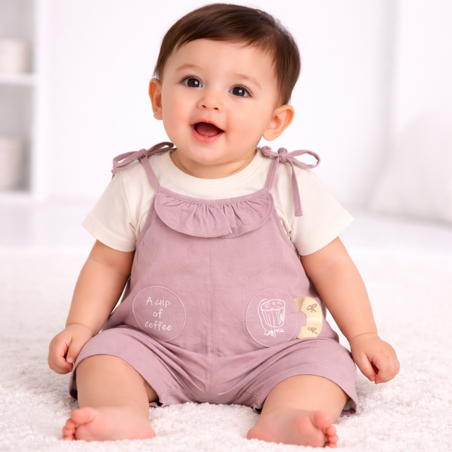 Adorable Baby Girls 2-Piece Dungaree Set