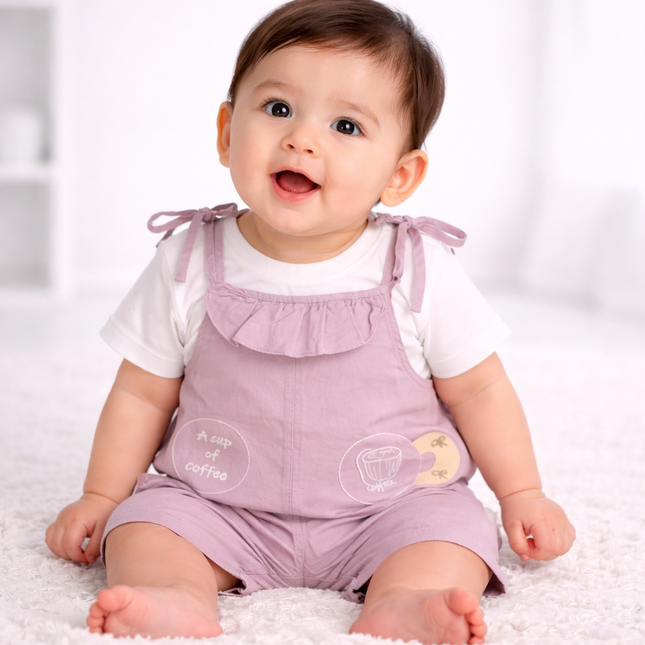 Adorable Baby Girls 2-Piece Dungaree Set
