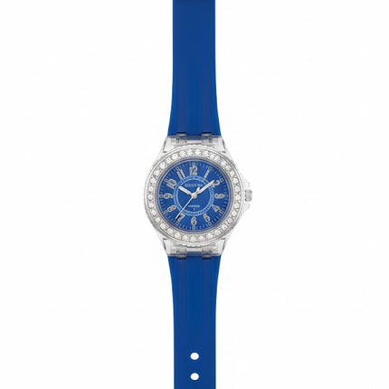 Kids Fancy Analog Watch – Blue Silicone Strap with Crystal Bezel
