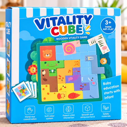 Cube Wooden Puzzle – Colorful Animal Shape Matching & Brain Development