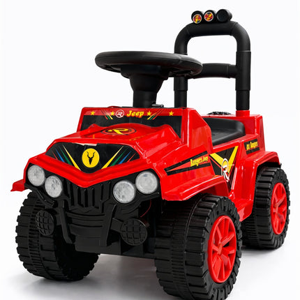 Kids Jeep Ride-On Push Car – Off-Road Style Toy Car with Steering Wheel & Big Wheels (Red/Black)
