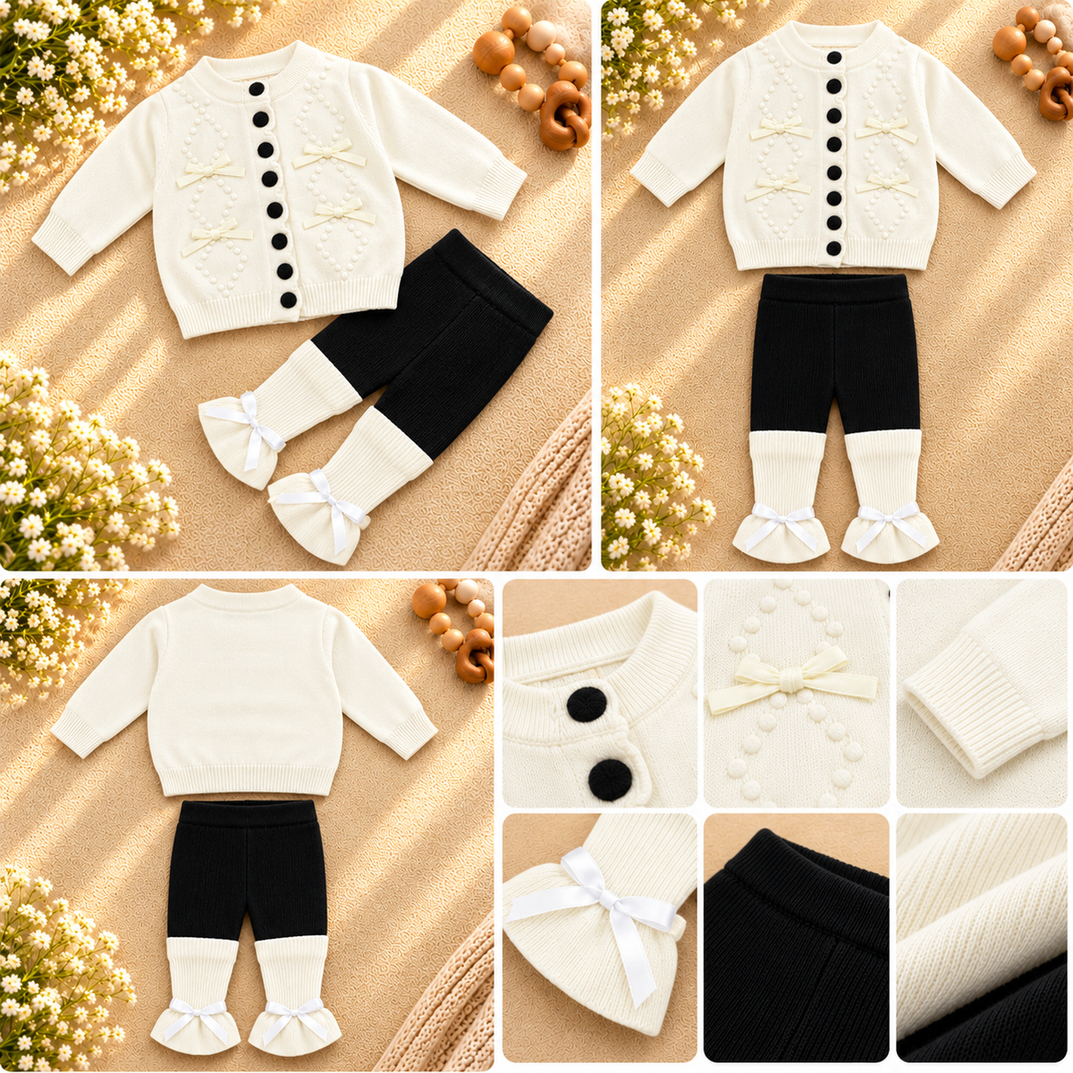 Baby Girl Knitted Cardigan & Leggings Set  G07260