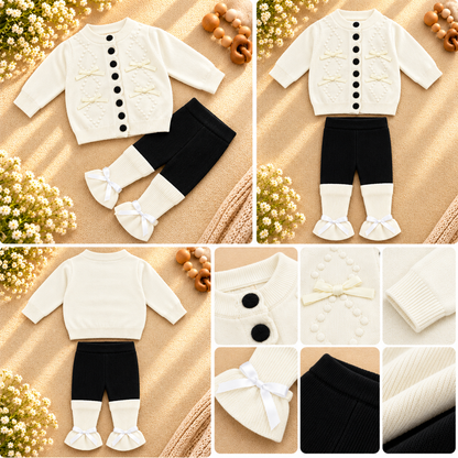 Baby Girl Knitted Cardigan & Leggings Set  G07260