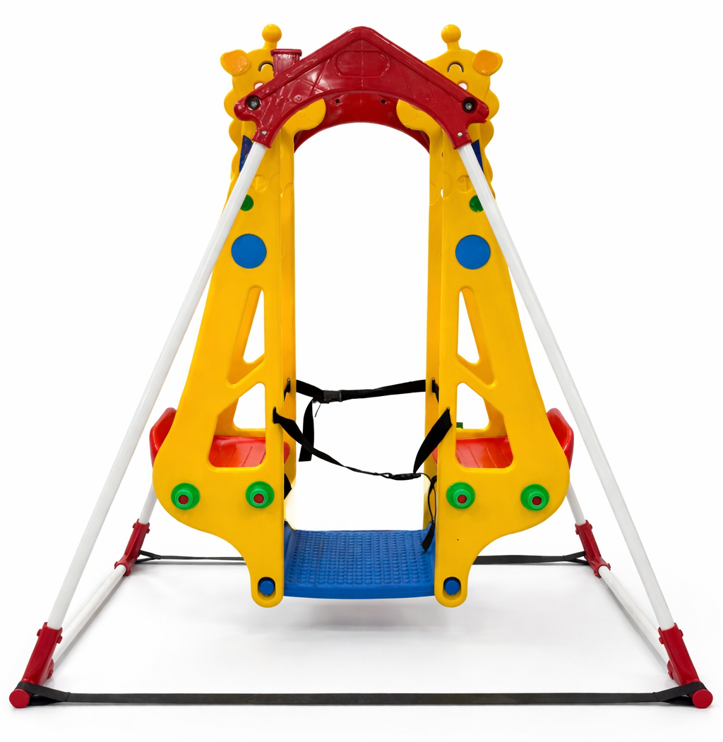 Kids Indoor/Outdoor Swing Set with Safety Belt (Giraffe Design)