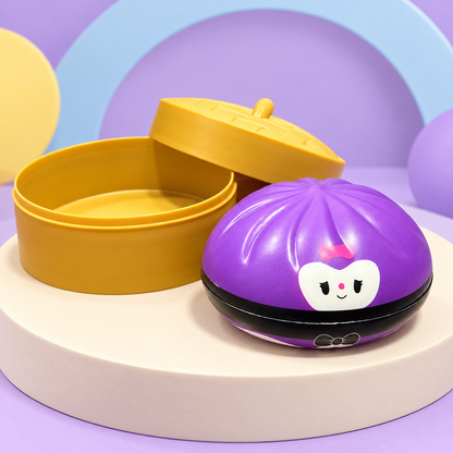 Cute Purple Dumpling Squishy Toy with Steamer Basket