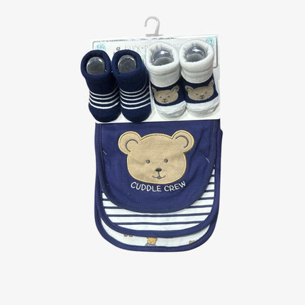 Baby Bibs And Socks Set (Navy Blue)