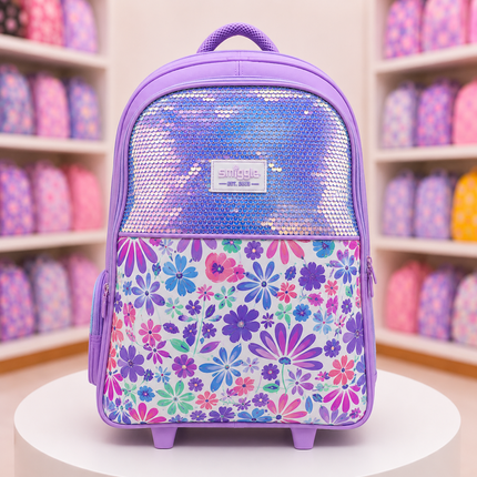 Kids Floral Glitter School Backpack – Purple | Spacious, Lightweight & Stylish Backpack for Girls