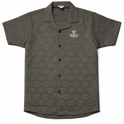 Black Textured Short Sleeve Button-Down T Shirts for kids / Boys